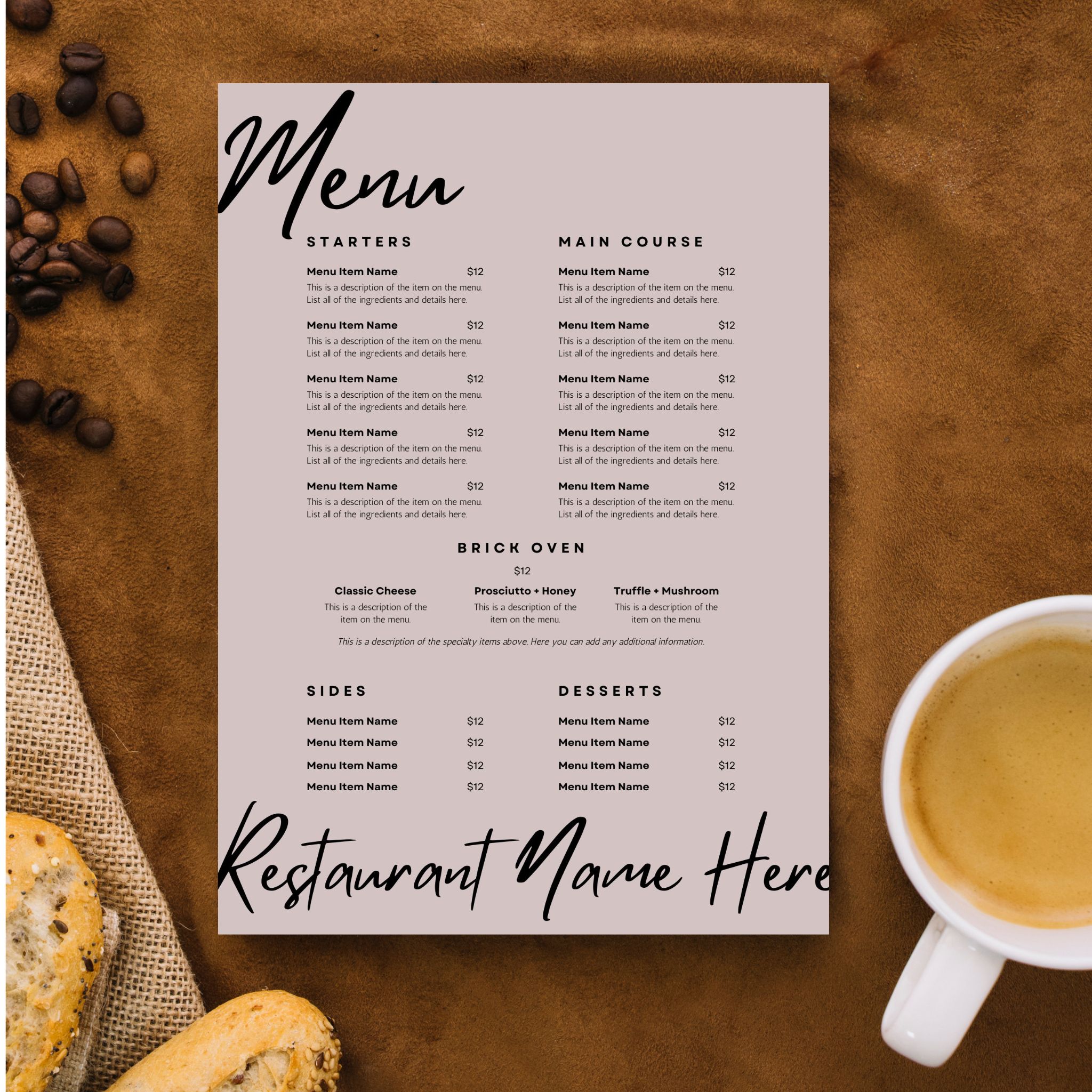 coffee shop menu design templates