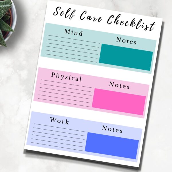 printable self-care checklist